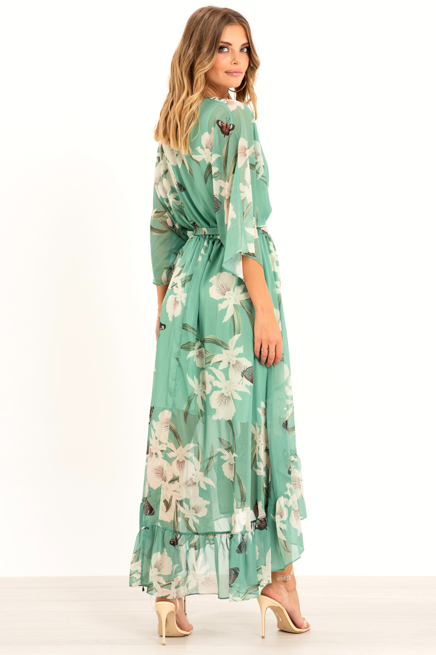 Kimono Wrap Floral Dress Urban Touch