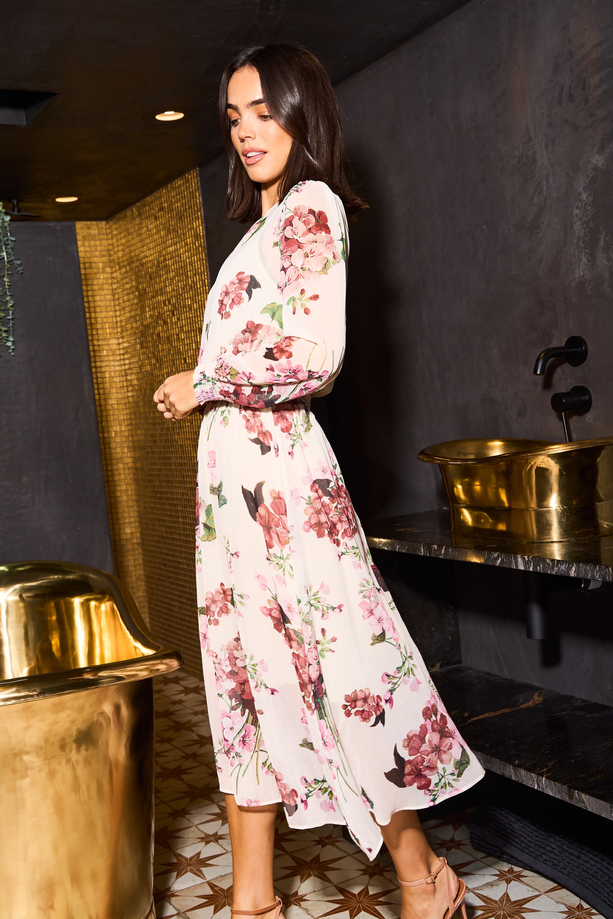 Floral Print Long Sleeve Dress – Urban Touch