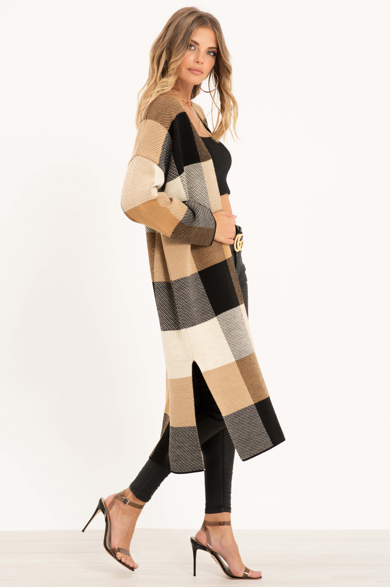 Check Pattern Longline Cardigan – Urban Touch