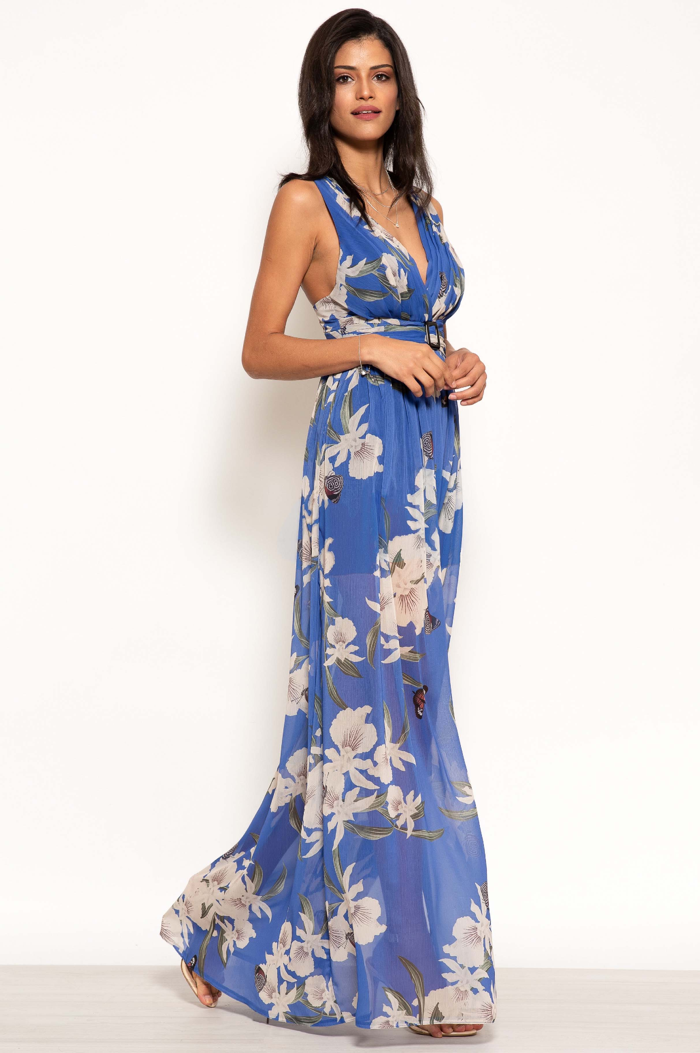 Floral Print Belted Maxi Dress Urban Touch Floral Print Belted Maxi Dress Urban Touch