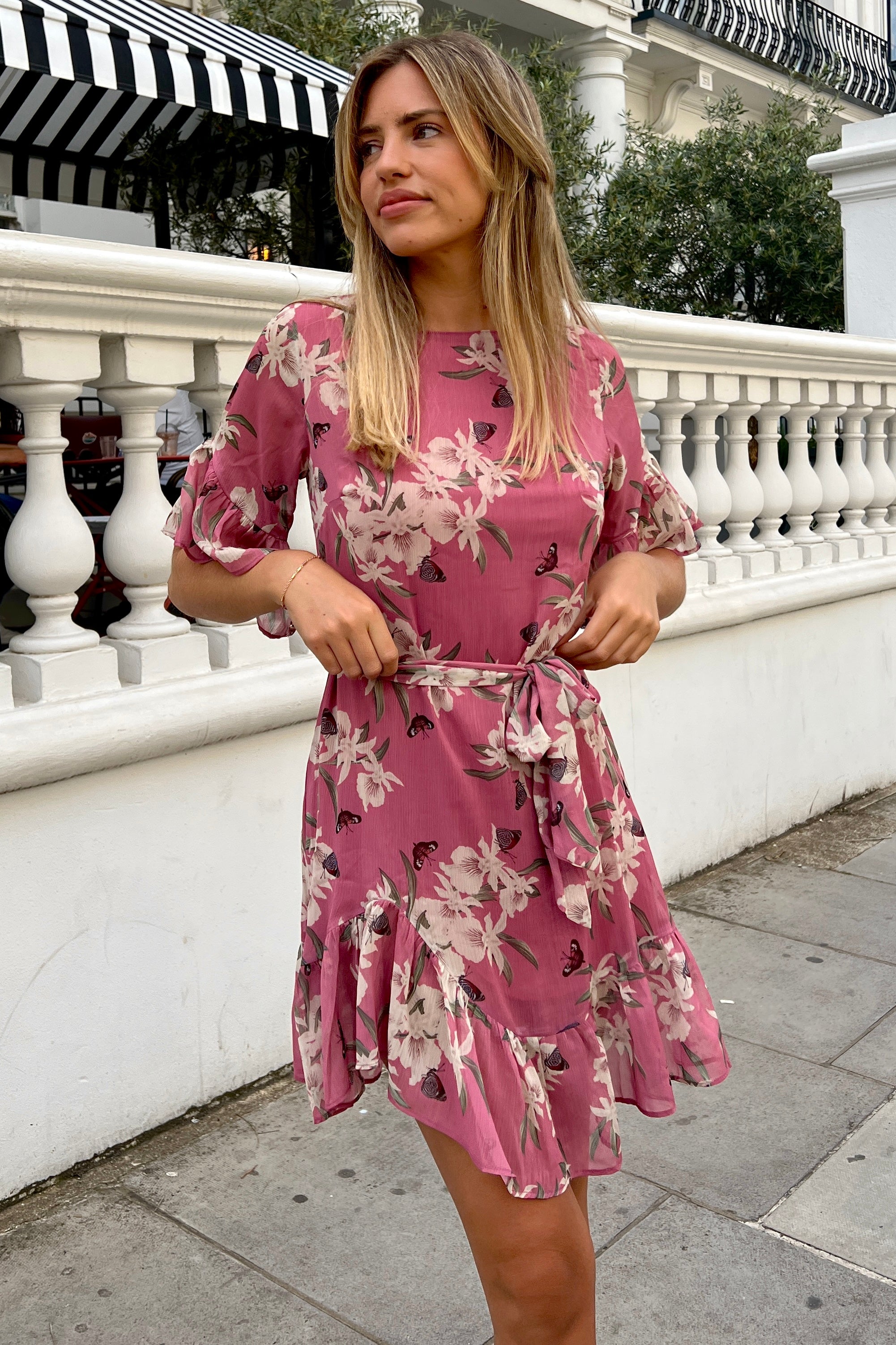 Floral Print Mini Dress with Frill Detail Urban Touch Floral Print Mini Dress with Frill Detail Urban Touch